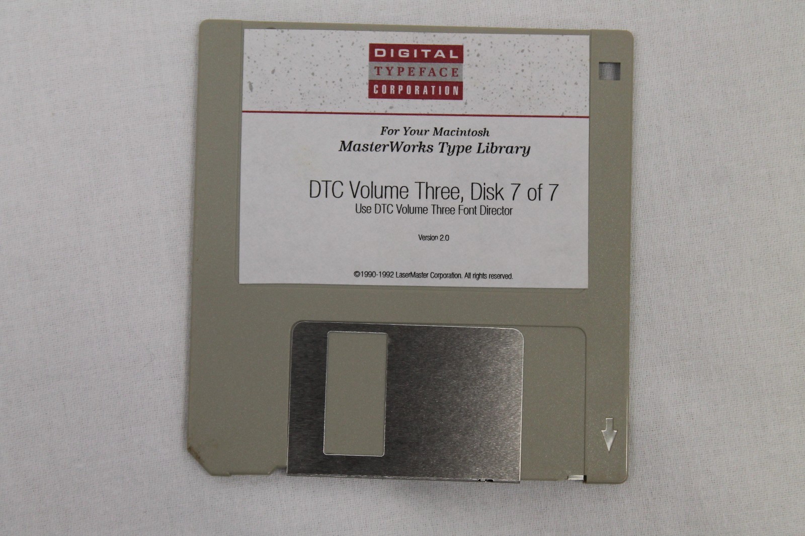 Mac MasterWorks Type Library Font Director DTC Vol 3 Disk 1-7 3.5" Floppy Disk