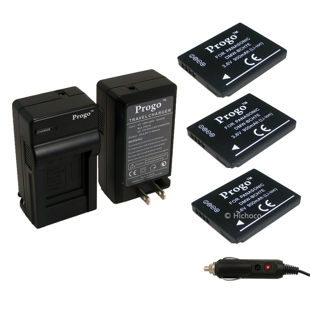 3 Battery & Charger For Panasonic DMW-BCH7 BCH7PP BCH7E DMC-FT10 DMC-TS10