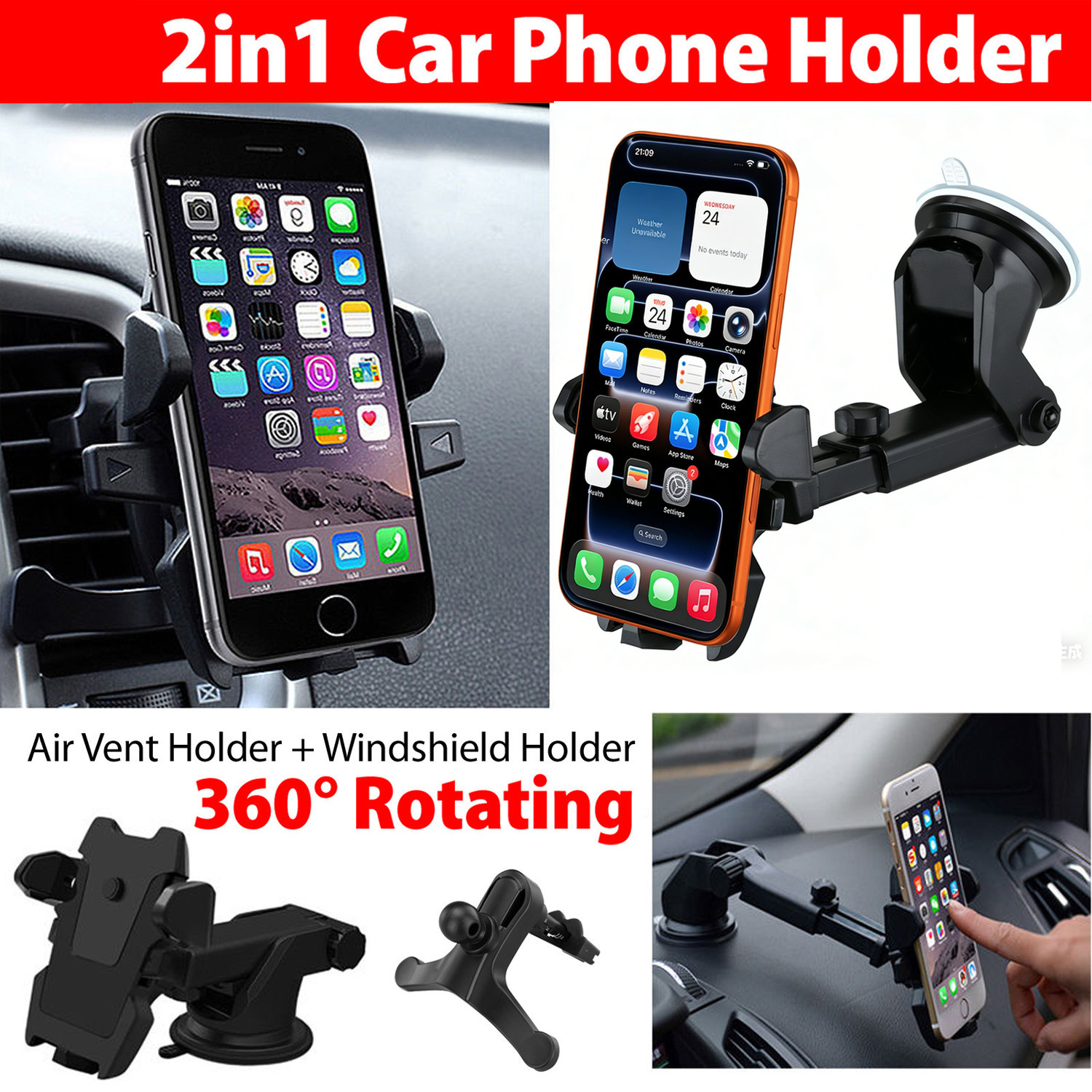 Windscreen Suction Car Phone Holder Universal Air Vent Mount Stand for iPhone 17