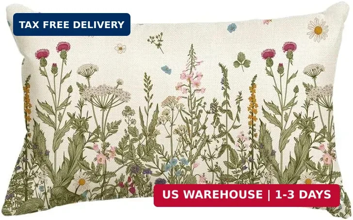 AVOIN colorlife Wildflowers Fall Throw Pillow Cover, 12 x 20 Inch Flower Cushion