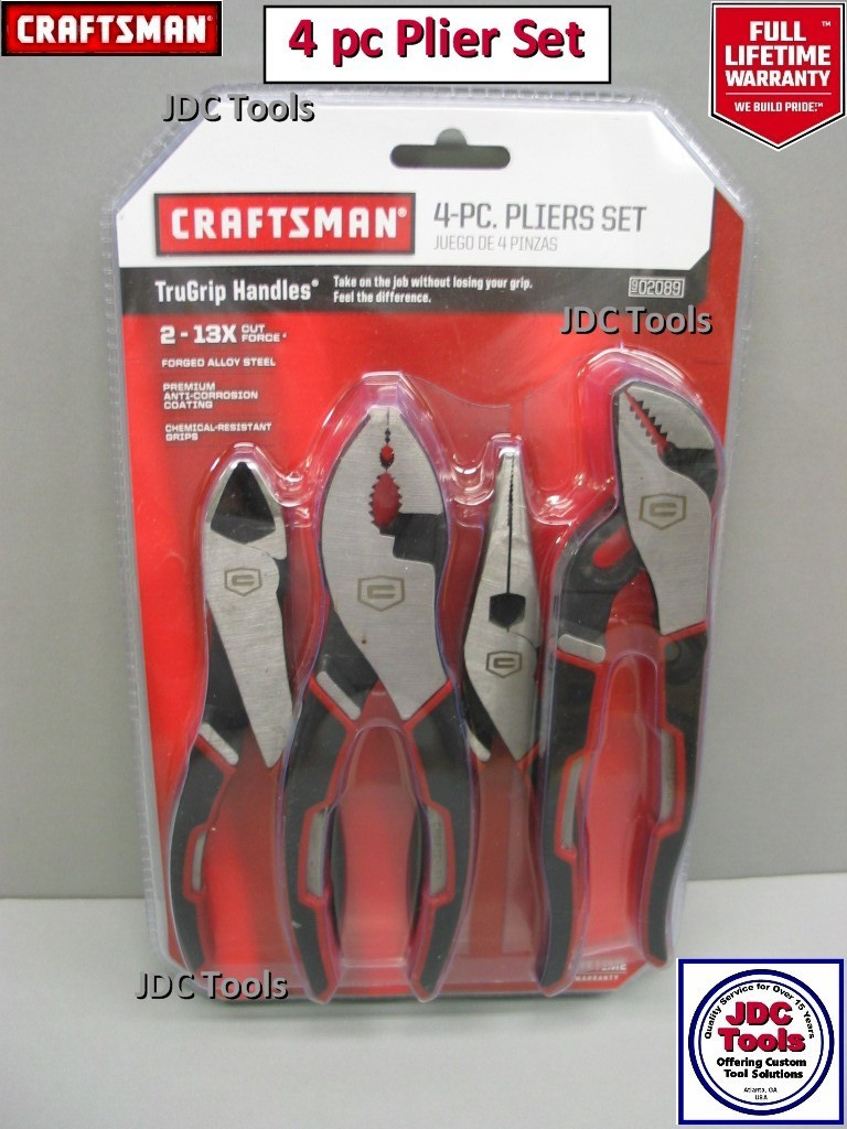Craftsman 4 Piece Plier Multi Function Pack Set 9-02089 NEW Tru-Grip