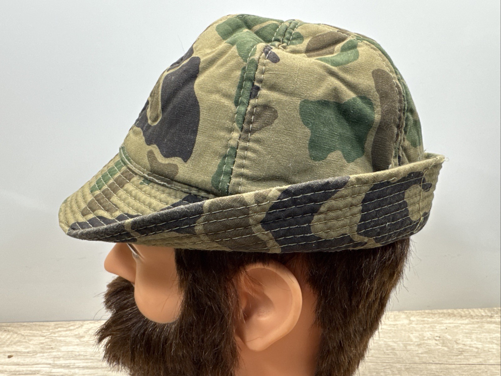 VTG Woodland Camo Jones Hunting Cap Bucket Hat M Korea Foam Insulated Ear Flaps