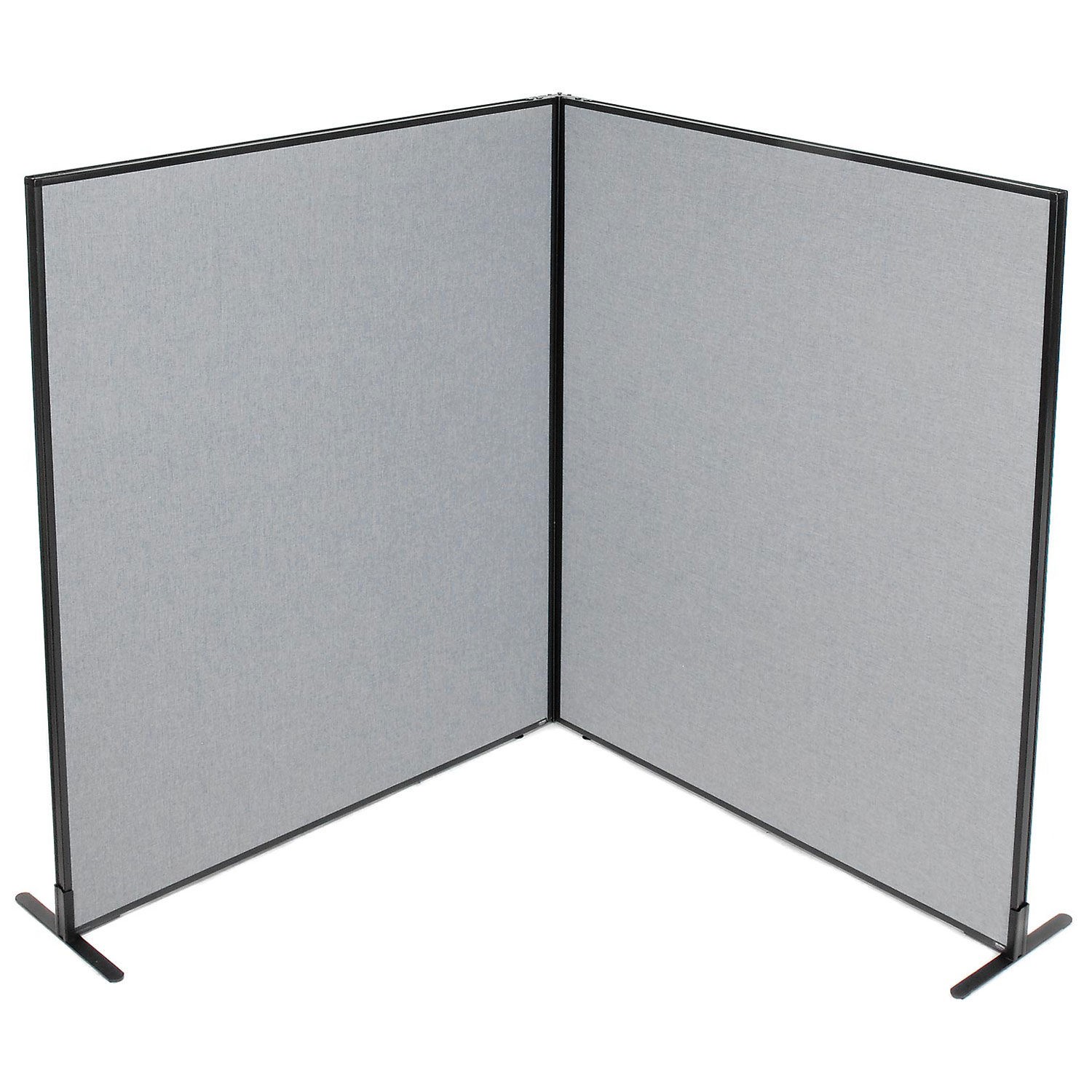 60-1/4"W x 72"H Freestanding 2-Panel Corner Room Divider Gray