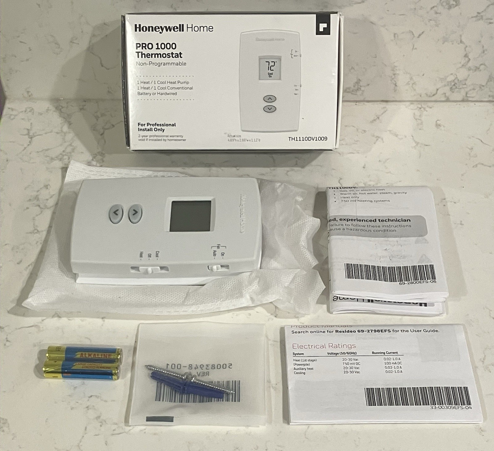 Honeywell PRO 1000 Vertical Heat Non-Programmable Thermostat - New, Open Box