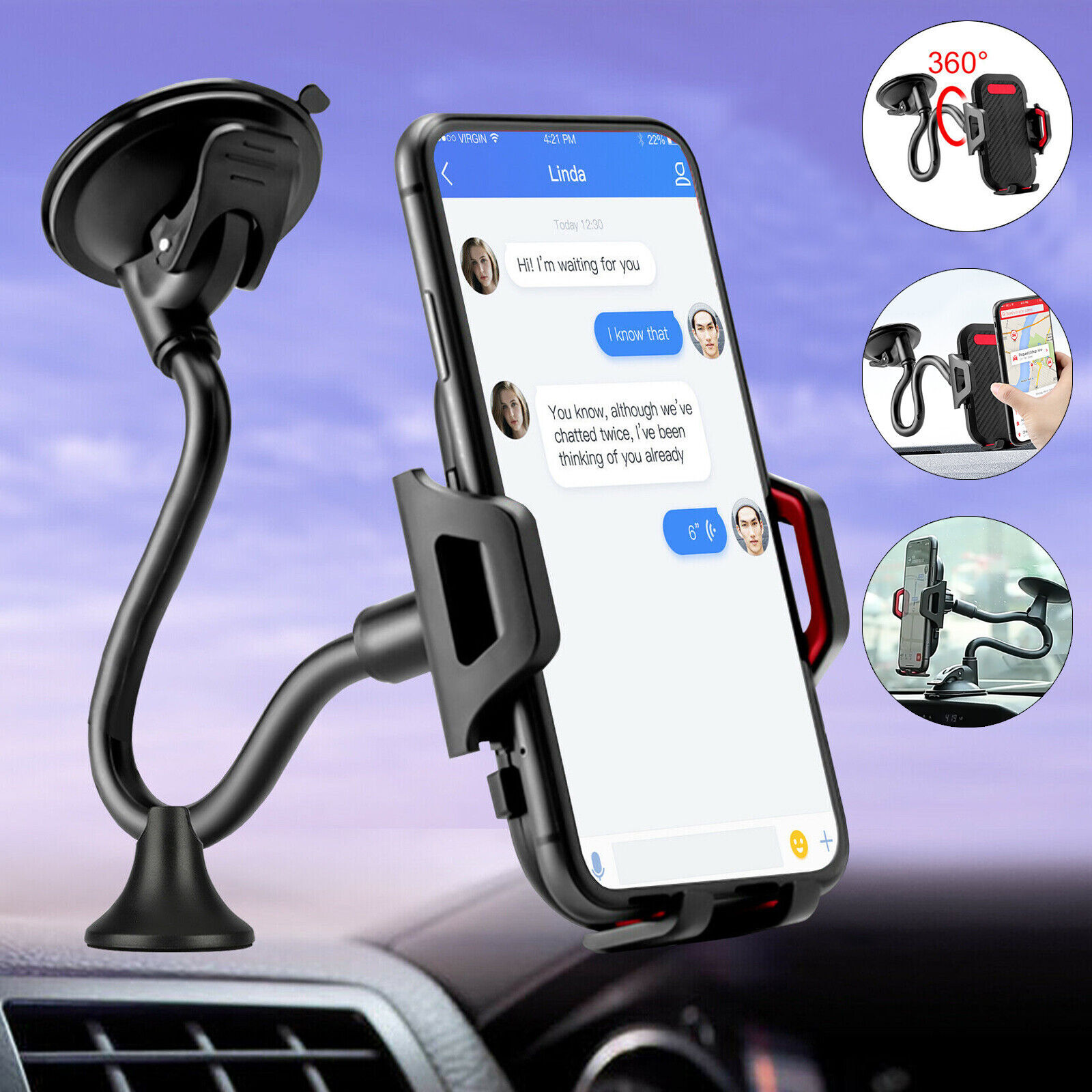 360° Car Dashboard Windshield Mount Holder Cradle Stand Cell Phone GPS Universal