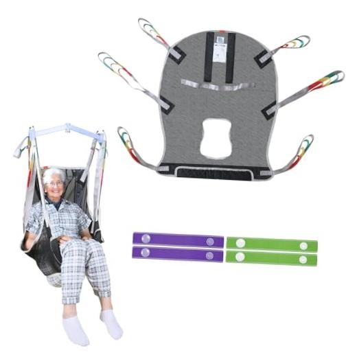 6-Point Full Body Patient Lift Sling with Commode Opening - Breathable Mesh