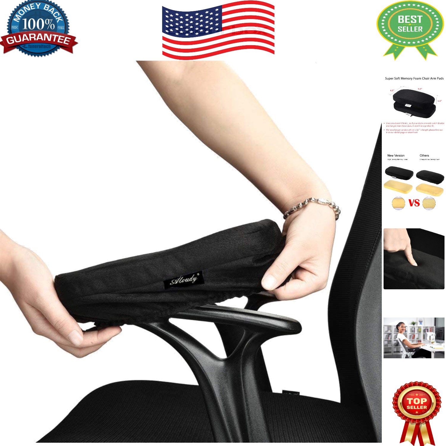 Soft Polyester Armrest Covers for Office & Gaming Chairs - Ergonomic Design