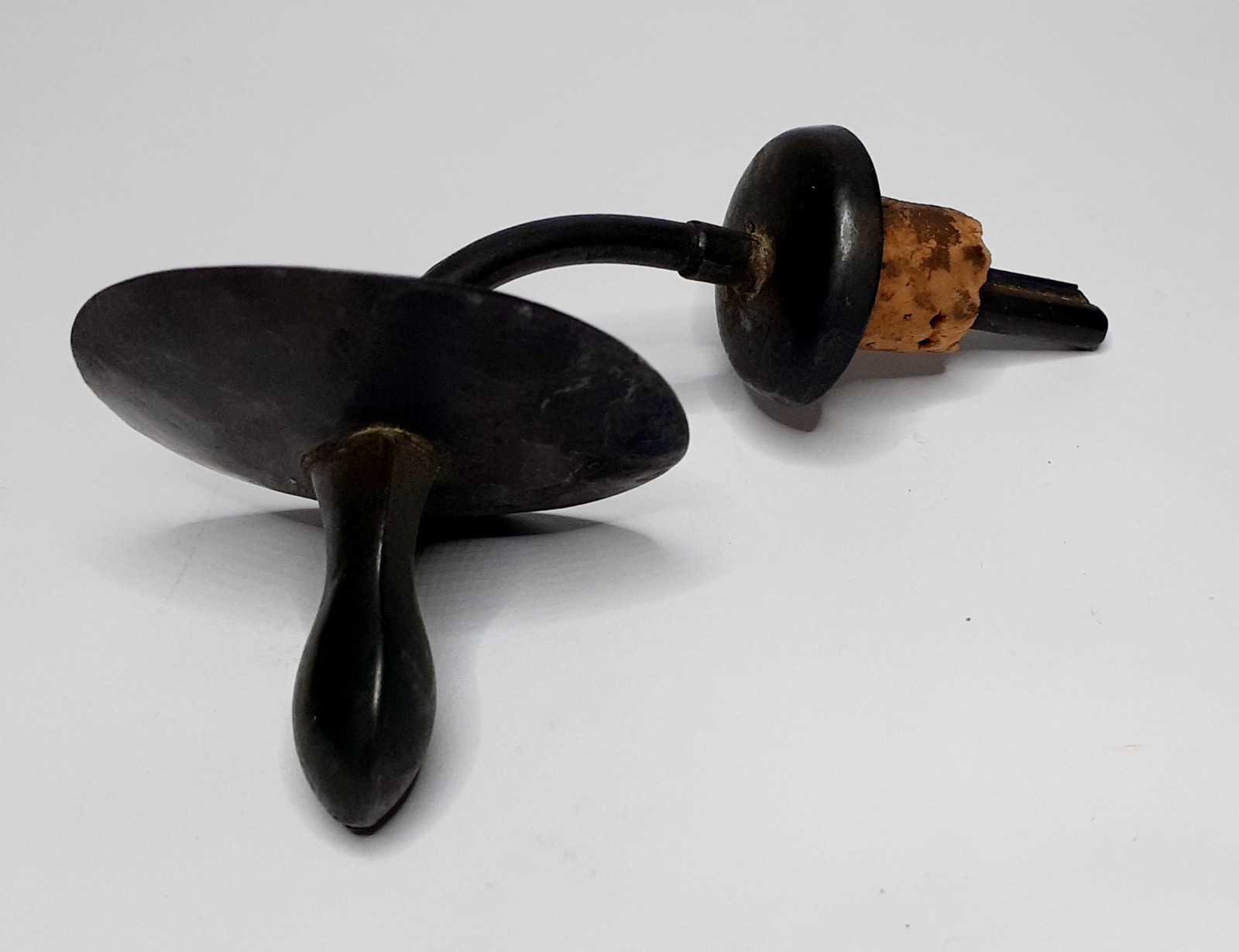 Antique Vintage Metal  (Brass?)  Liquor Bottle Stopper "Pacifier" With Vent Tube