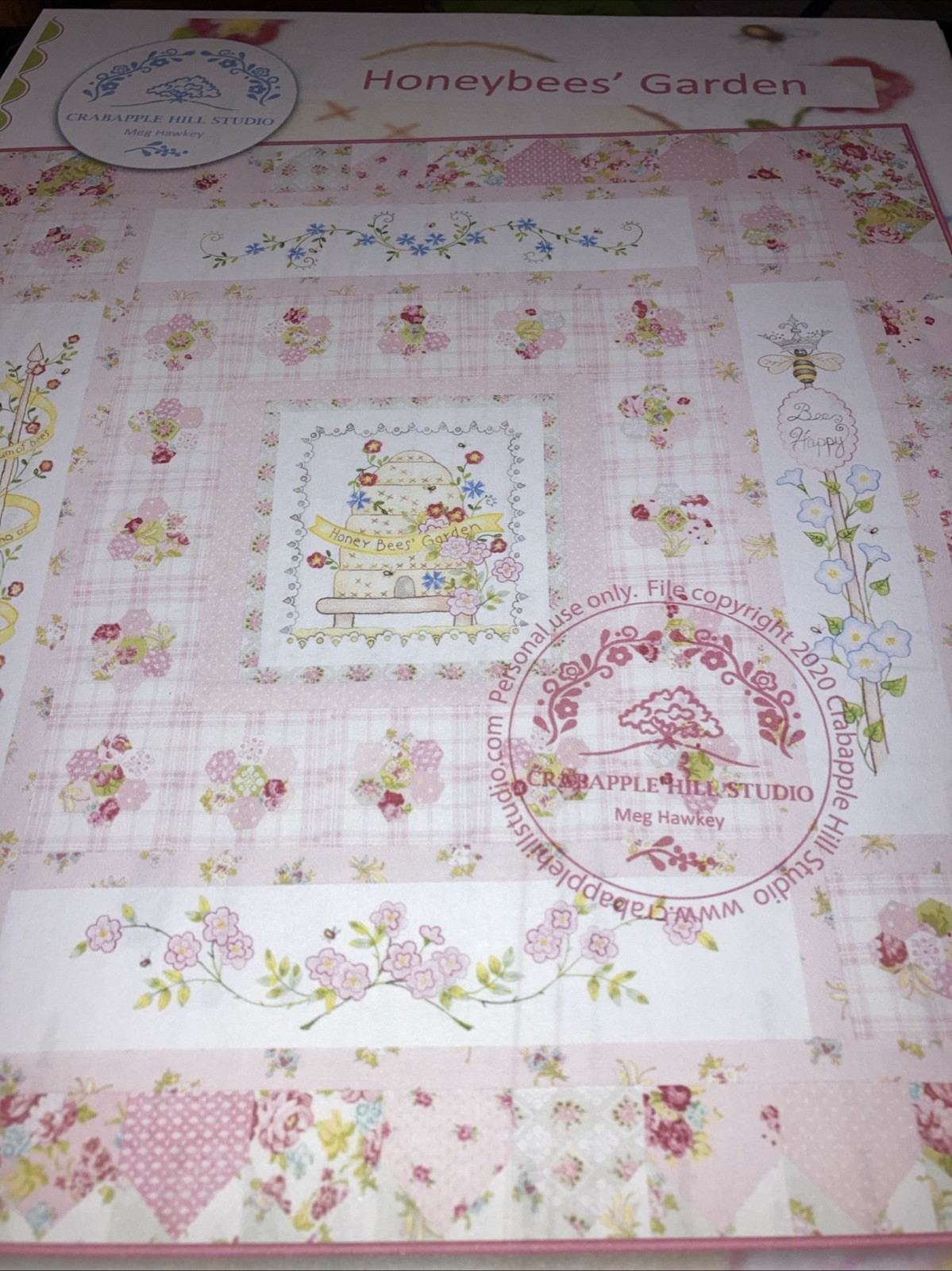 Honeybees' GardenQuilt Stitchery Pattern ~ Crabapple Hill pre-owned