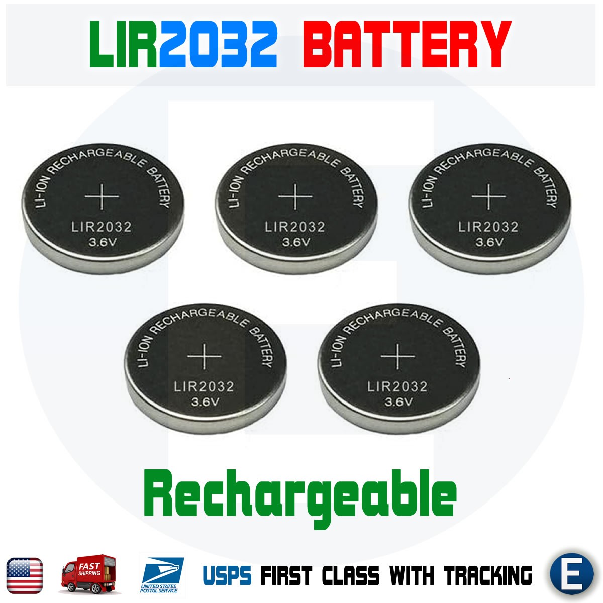 5pcs LIR2032 2032 Bulk 3.6V Rechargeable Button Coin LIR Genuine Lithium Battery