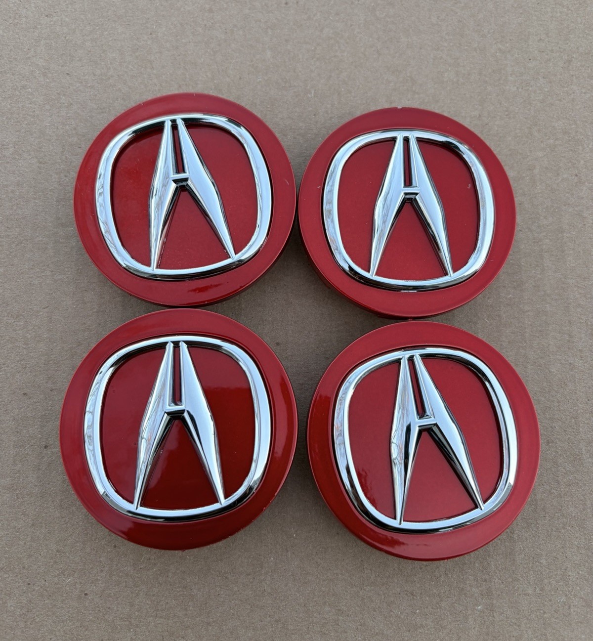 ACURA Set Of 4 Red-Chrome Wheel Center Caps 69MM - Satisfaction Guaranteed