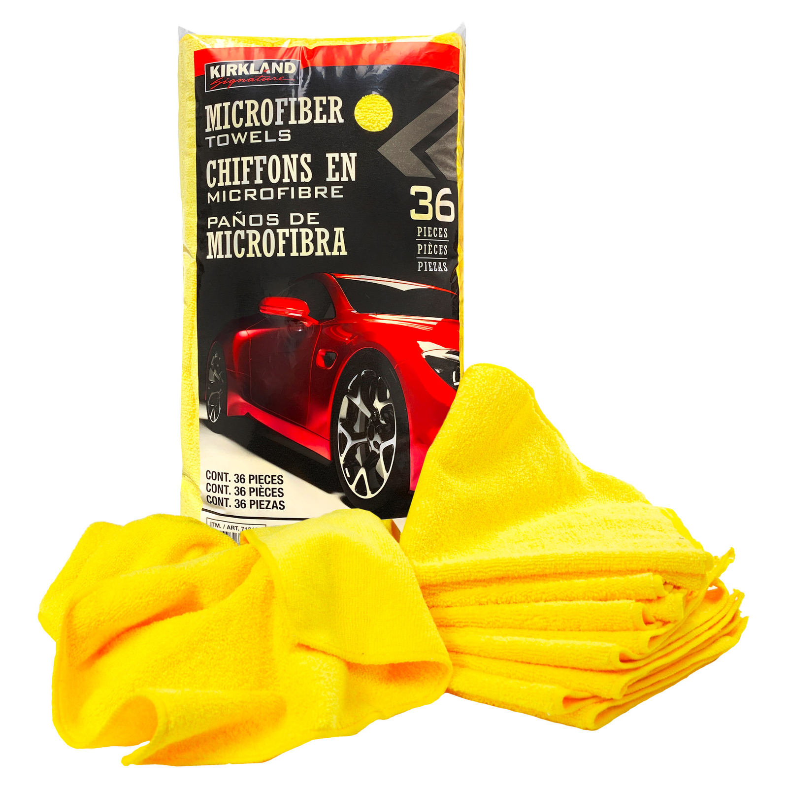 Kirkland Signature Ultra Plush Microfiber Towel, Yellow, 16 in X 16 In, 36-Count