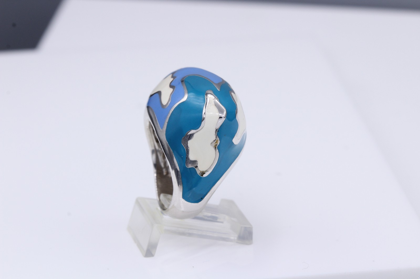 ARTIST RING SILVER 925 ITALY MADE INSPIRED BY FAMOUS ARTIST ENAMEL RING SIZE 7