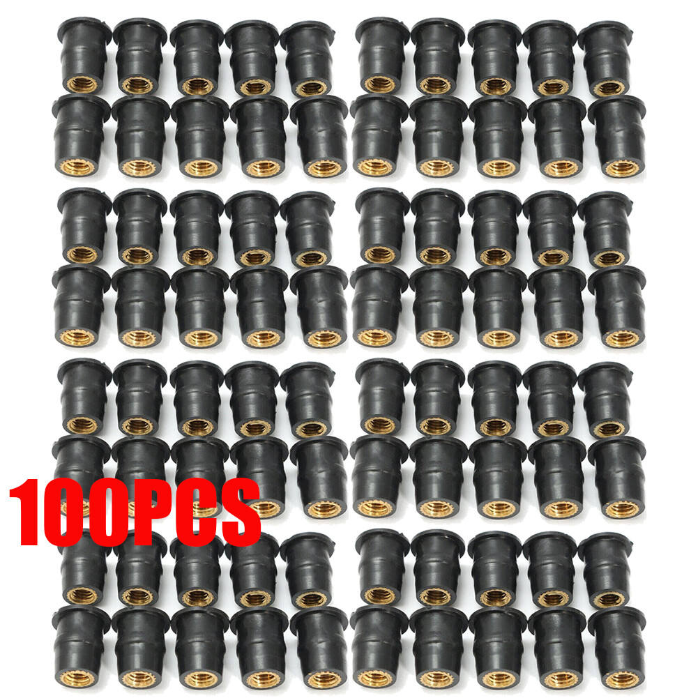 100PCS Motocycle Bike ATV M5 Rubber Brass well Nut Windscreen Fairing Wellnuts*