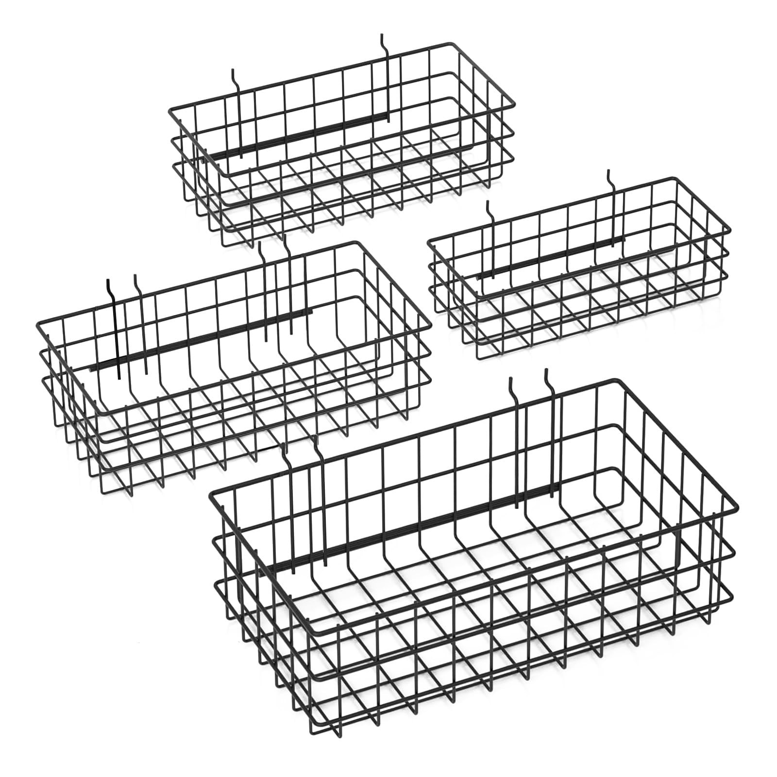 4 Pack Metal Pegboard Baskets Organizer Hooks for Garage Workshop