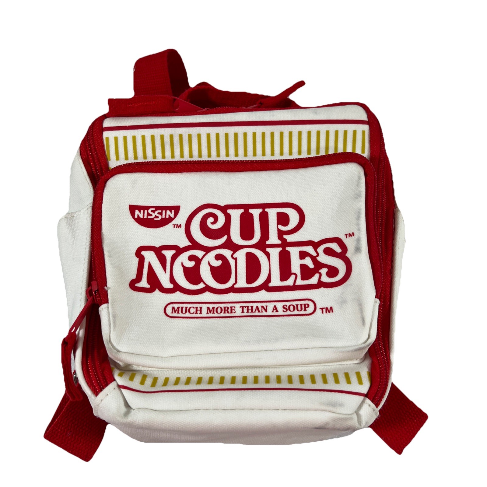 Nissin Cup Noodles Cup Noodles Mini Backpack, Red/White, 7”W x 8”H x 3”D Zip