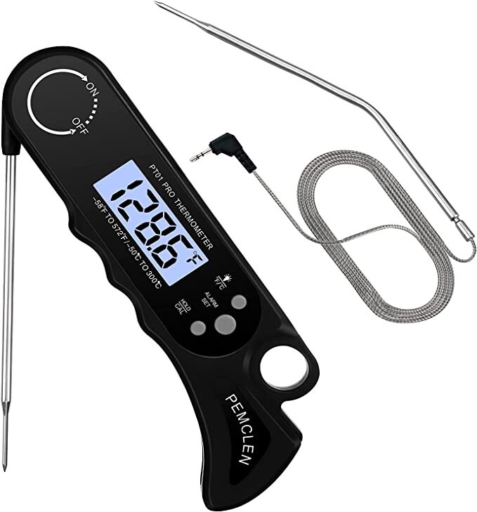 Digital Food Thermometer For BBQ Grilling&Cooking W/Dual Probe Backlight&Magnet