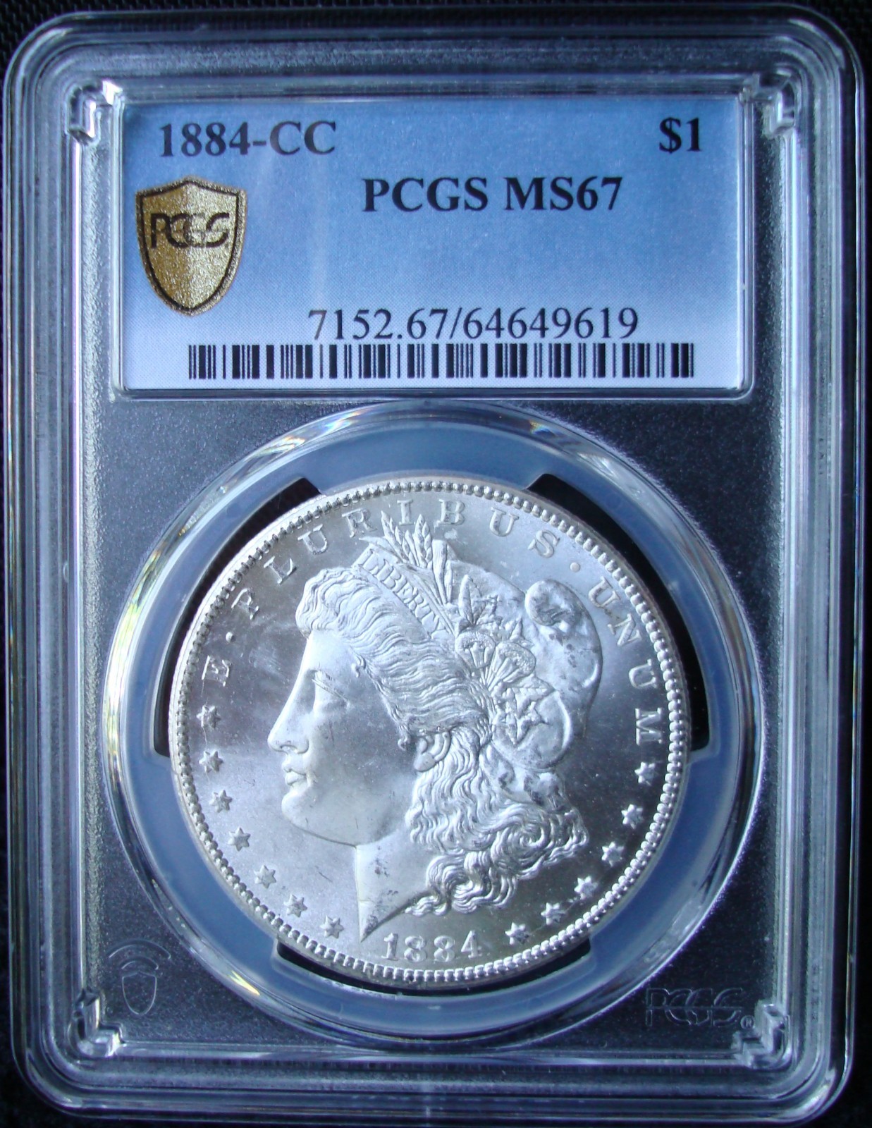 1884-CC Morgan Silver Dollar - PCGS MS 67 - Gold Shield