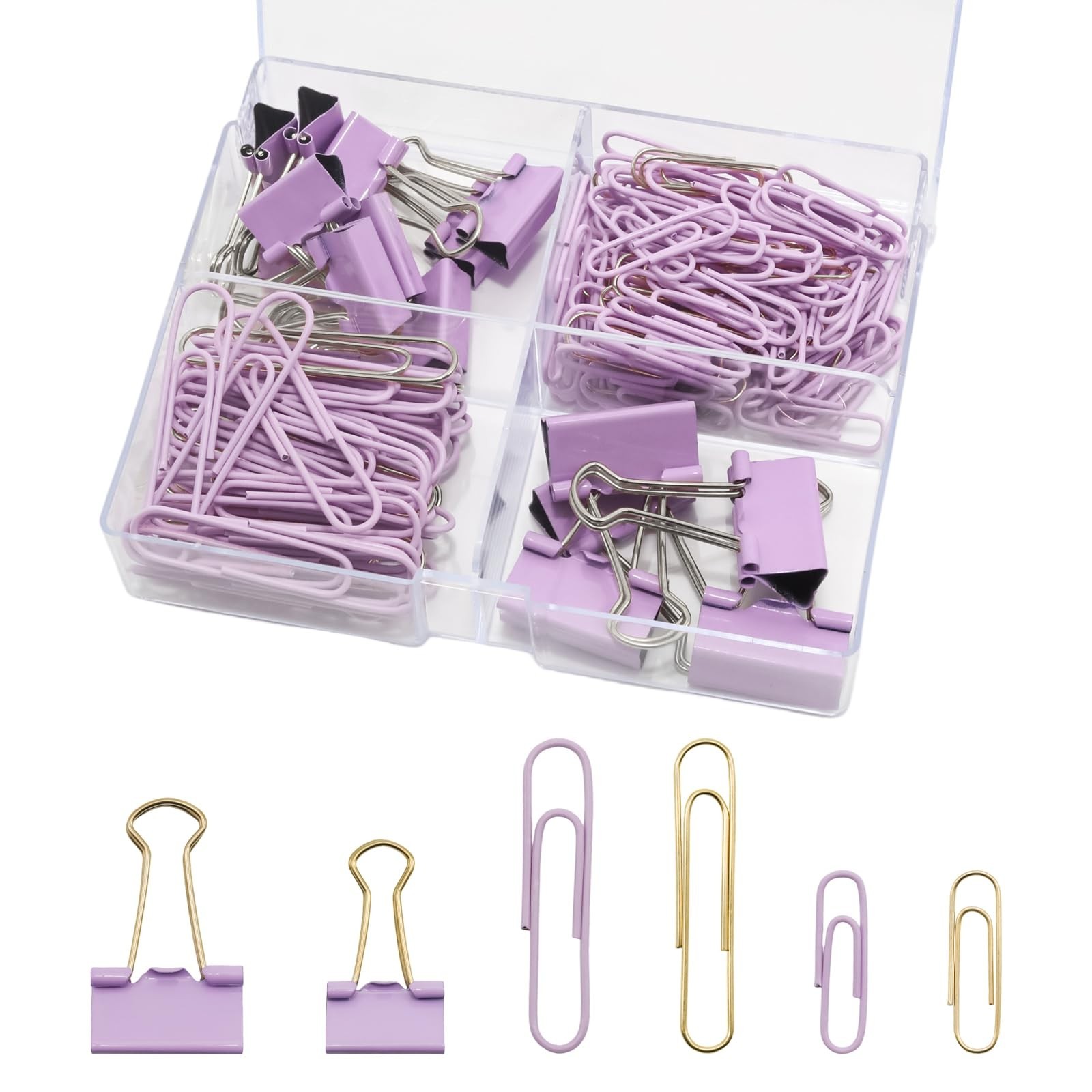 Paper Clips Binder Clips Combo Set, Assorted Size, 155 Pcs, Office Supplies S...