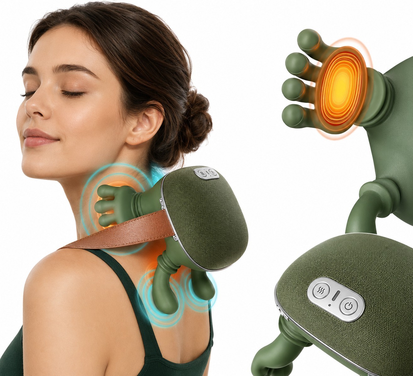 The Handiva Massager with Heat Neck Massagers Deep Tissue 3D Kneading Shiatsu US