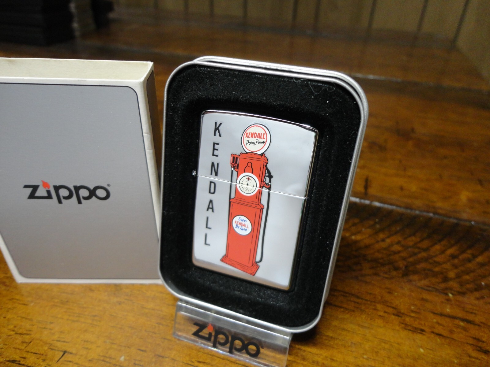 KENDALL POLY POWER GASOLINE PUMP ZIPPO LIGHTER MINT IN TIN 1999