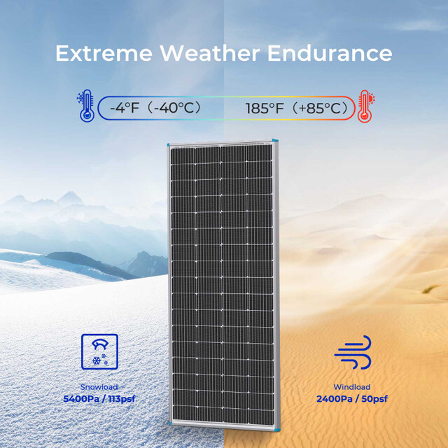 Renogy Solar Panel 200 Watt 12 Volt Monocrystalline PV Off-Grid Power Module