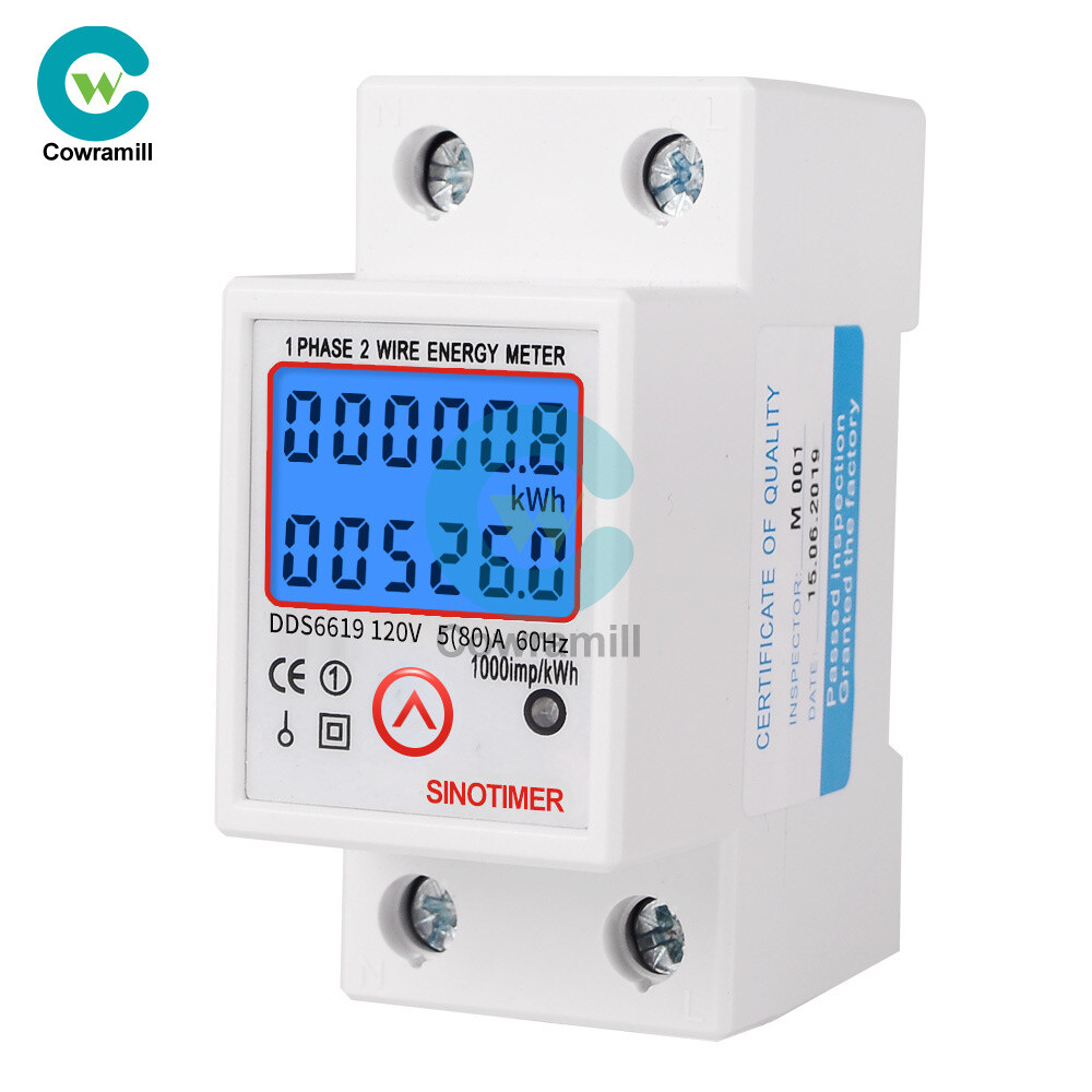 DDS6619 120V Reset LCD Digital Single Phase Energy Watt KWh Meter DIN Rail Mount