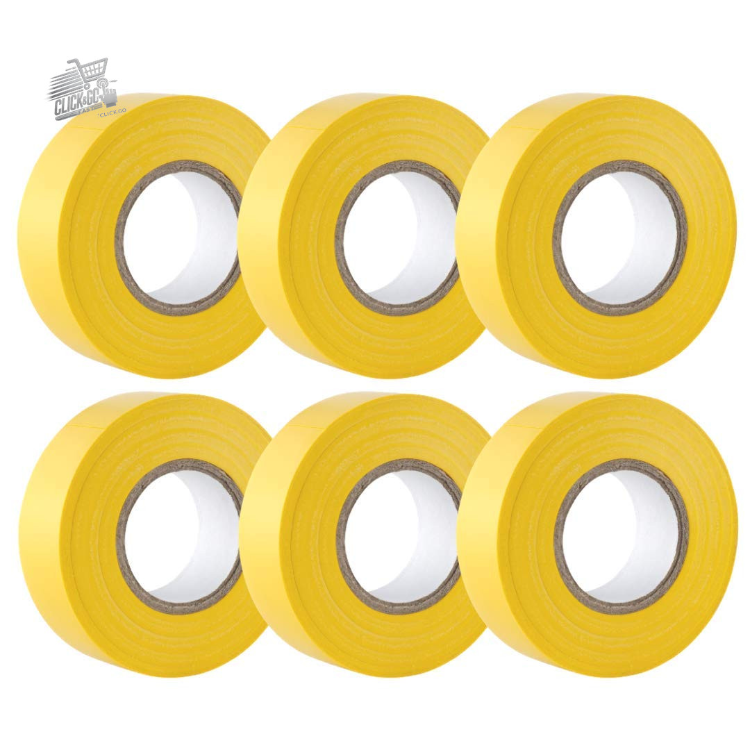 Yellow Insulating Tape 19mm x 20m PVC - Set of 6 Adhesive Rolls for Electrical Cables