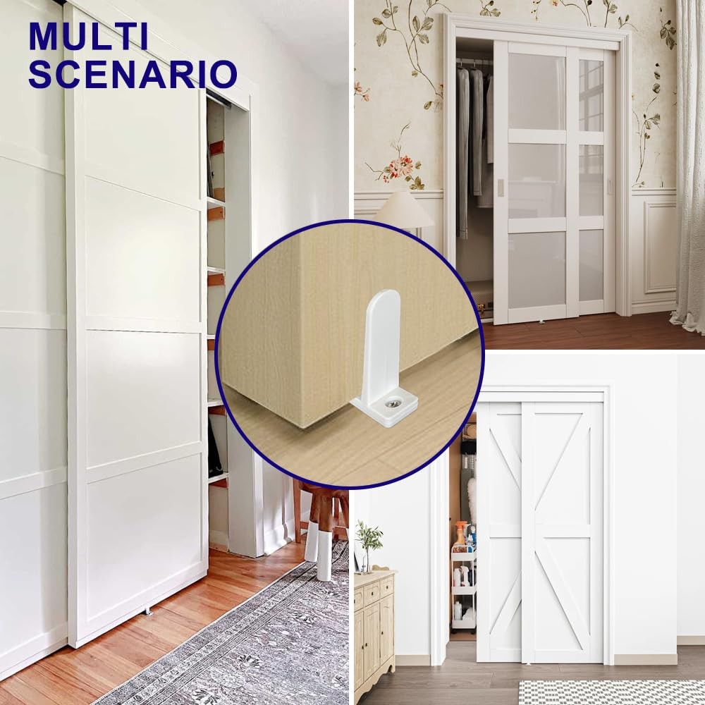 2 Pack White Sliding Closet Door Floor Guide ABS Bottom Guide