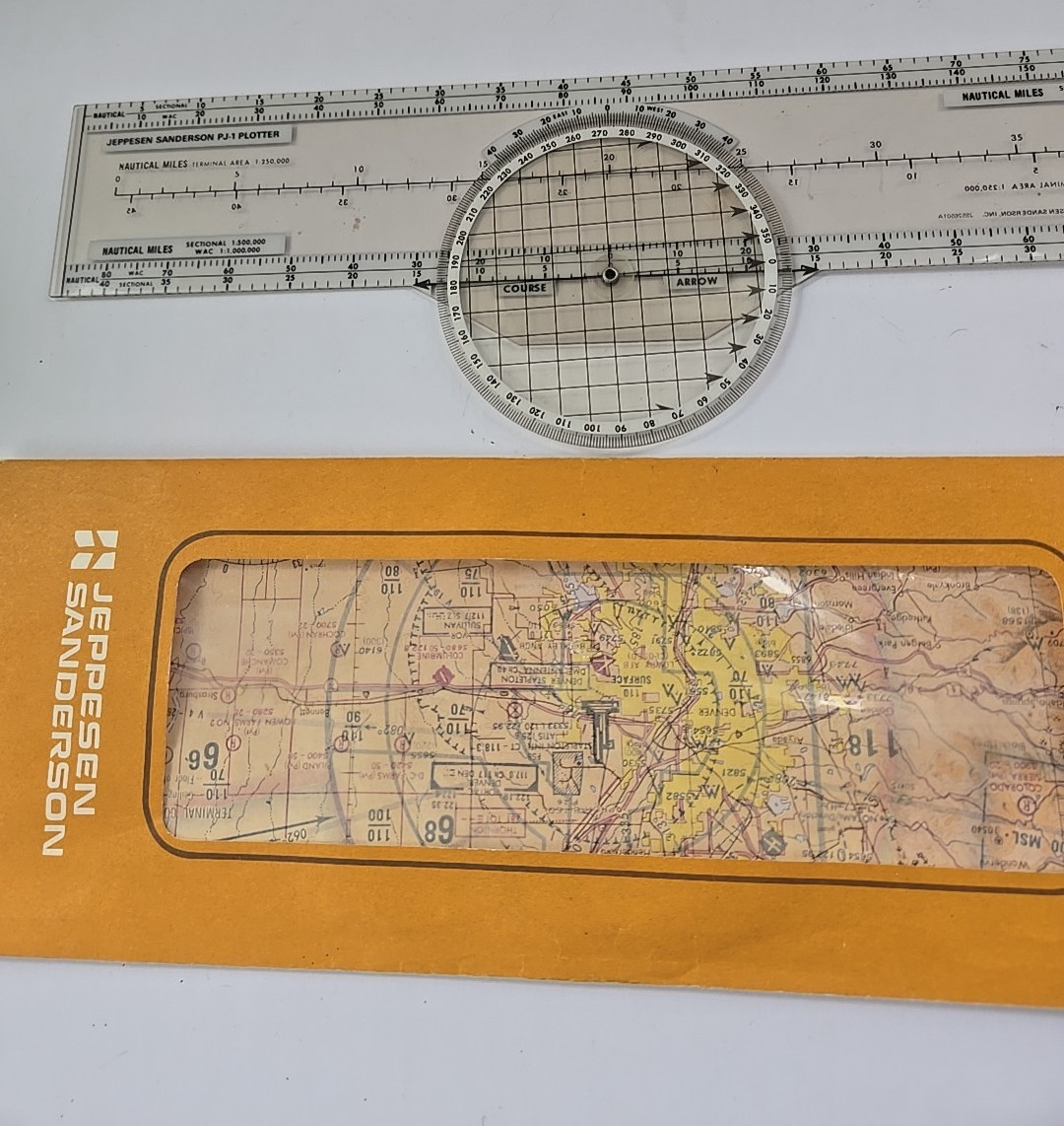 Vintage Jeppesen PJ-1 Rotating Azimuth Nautical Miles Plotter 1980s Tool