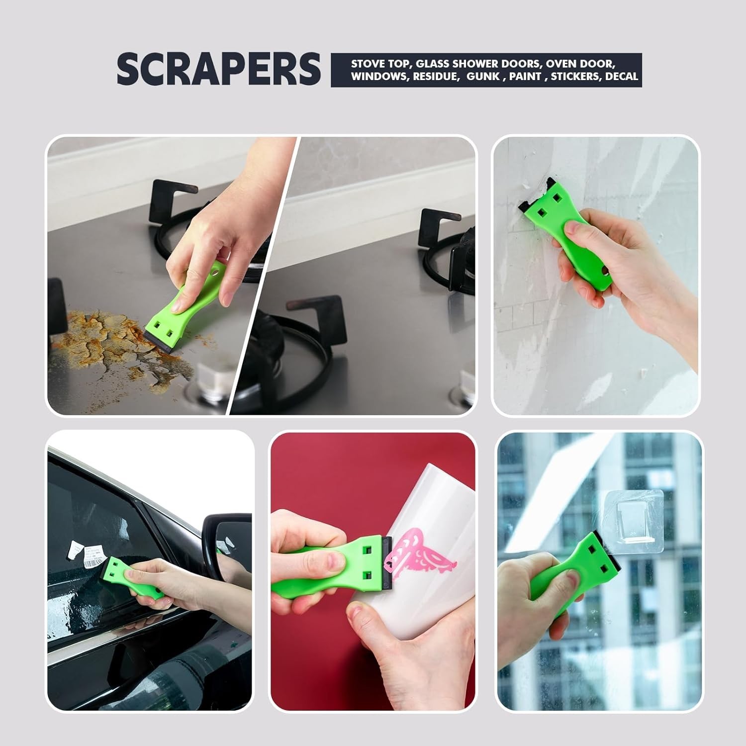 2PCS Plastic Razor Blade Scraper Tool and 100PCS Plastic Blades for Gasket Remov
