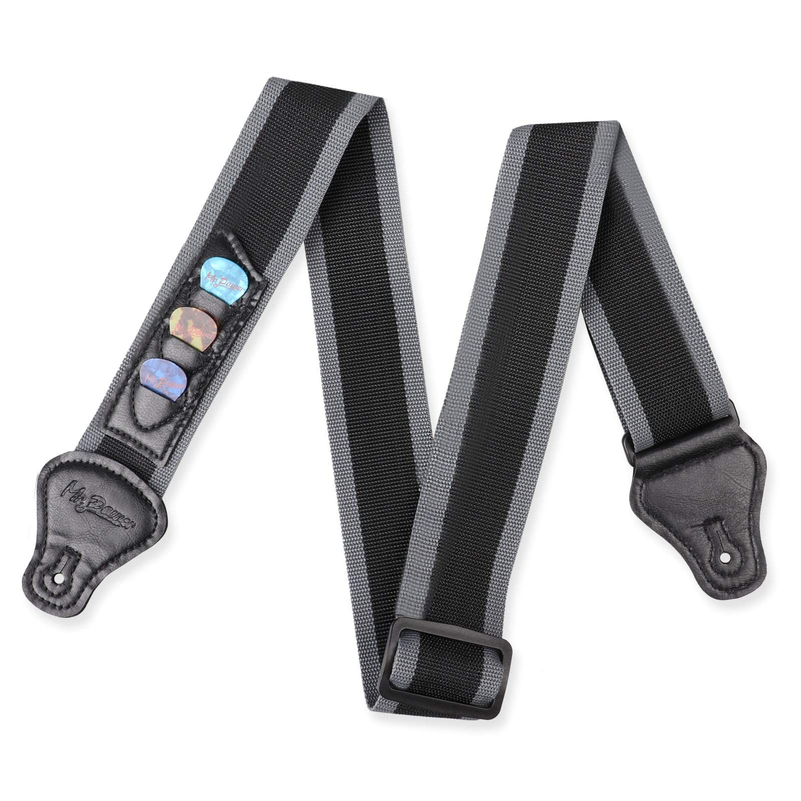 Adjustable Guitar Strap with Pick Holders for Acoustic Electric Guitar