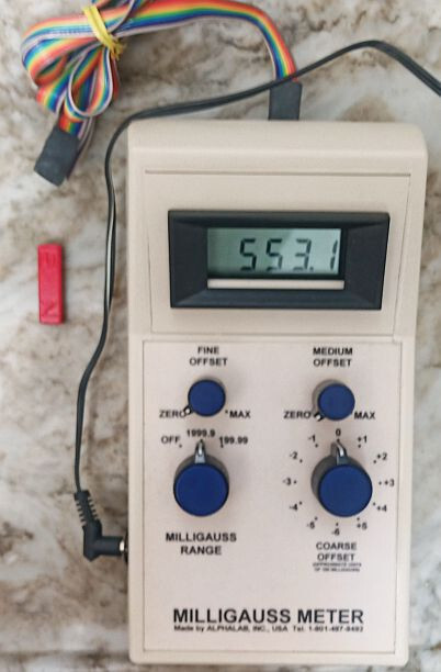 AlphaLab Inc. DC Gaussmeter Model MS142 with Certification letter and DC magnet