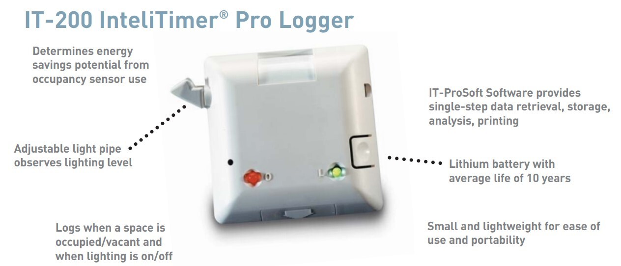 Wattstopper IT-200-PC InteliTimer Pro Occupancy Sensor and Light Logger White