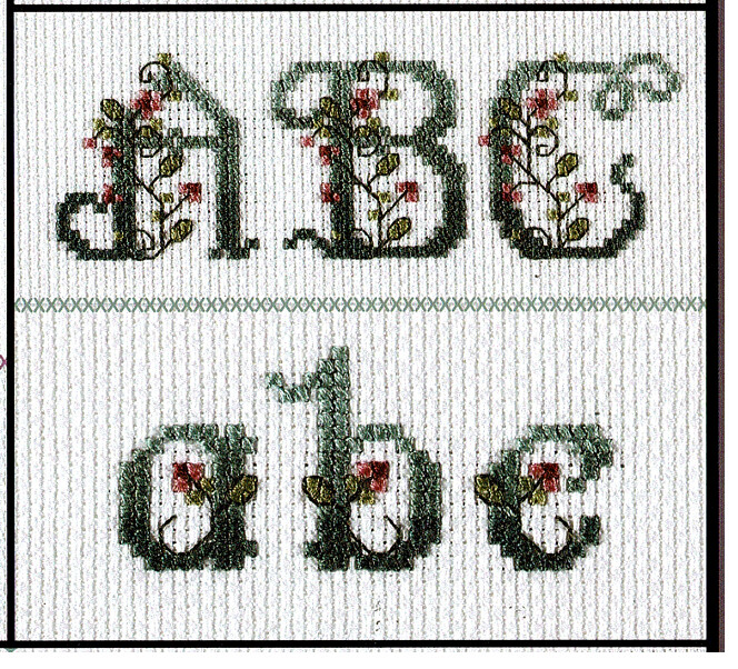 FLORAL MONOGRAMS FULL ABC UPPER/LOWER LETTERS JOAN ELLIOT X STITCH PATTERN ONLY