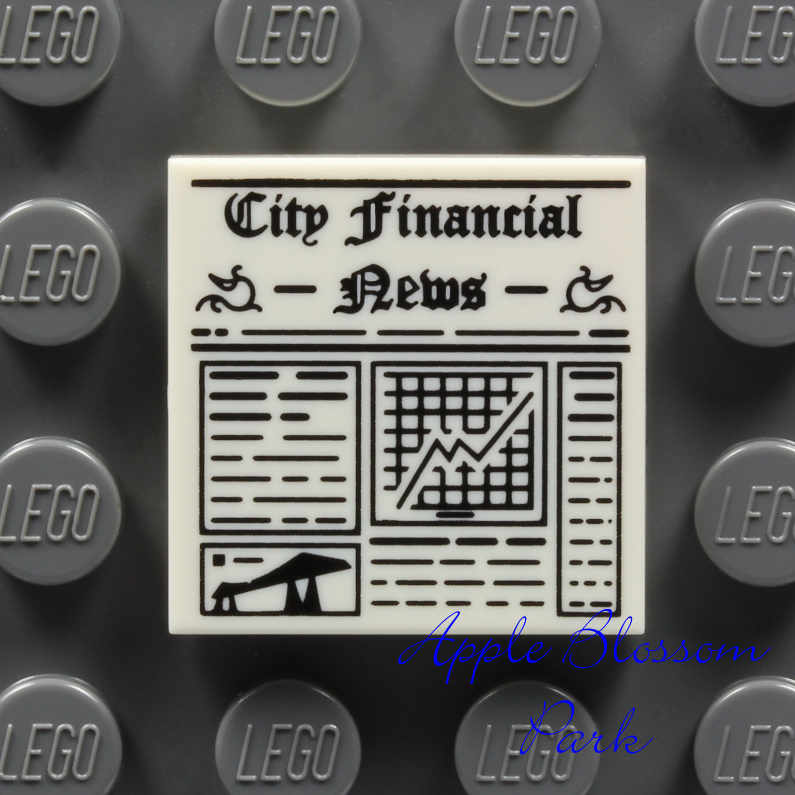 NEW Lego 2x2 White Minifig Newspaper FLAT TILE - Printed w/City Financial News
