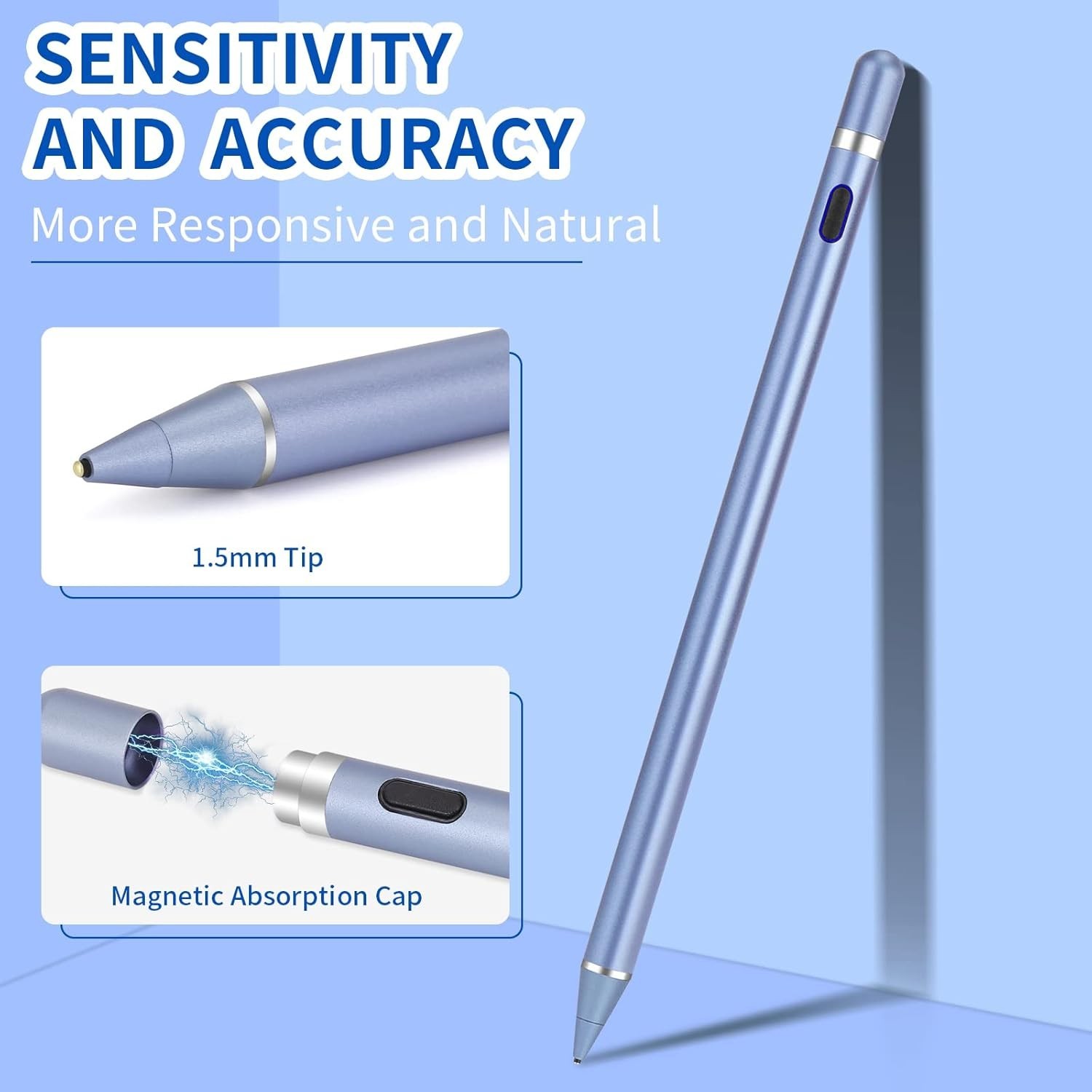 Active Stylus Pen 1.5mm Fine Copper Tip Compatible with iPhone iPad - Precise