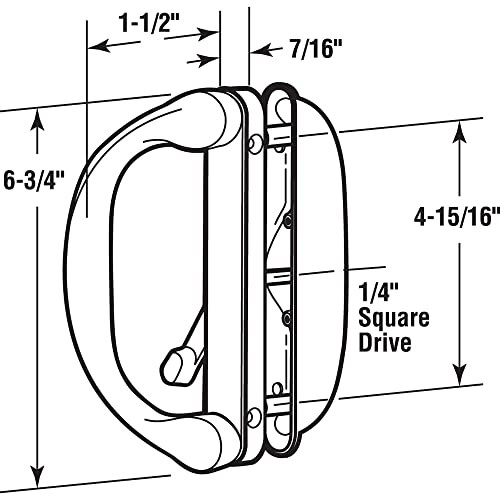 C 1275 Diecast, White, Outside Patio Door Pull with Latch (Single D-handle