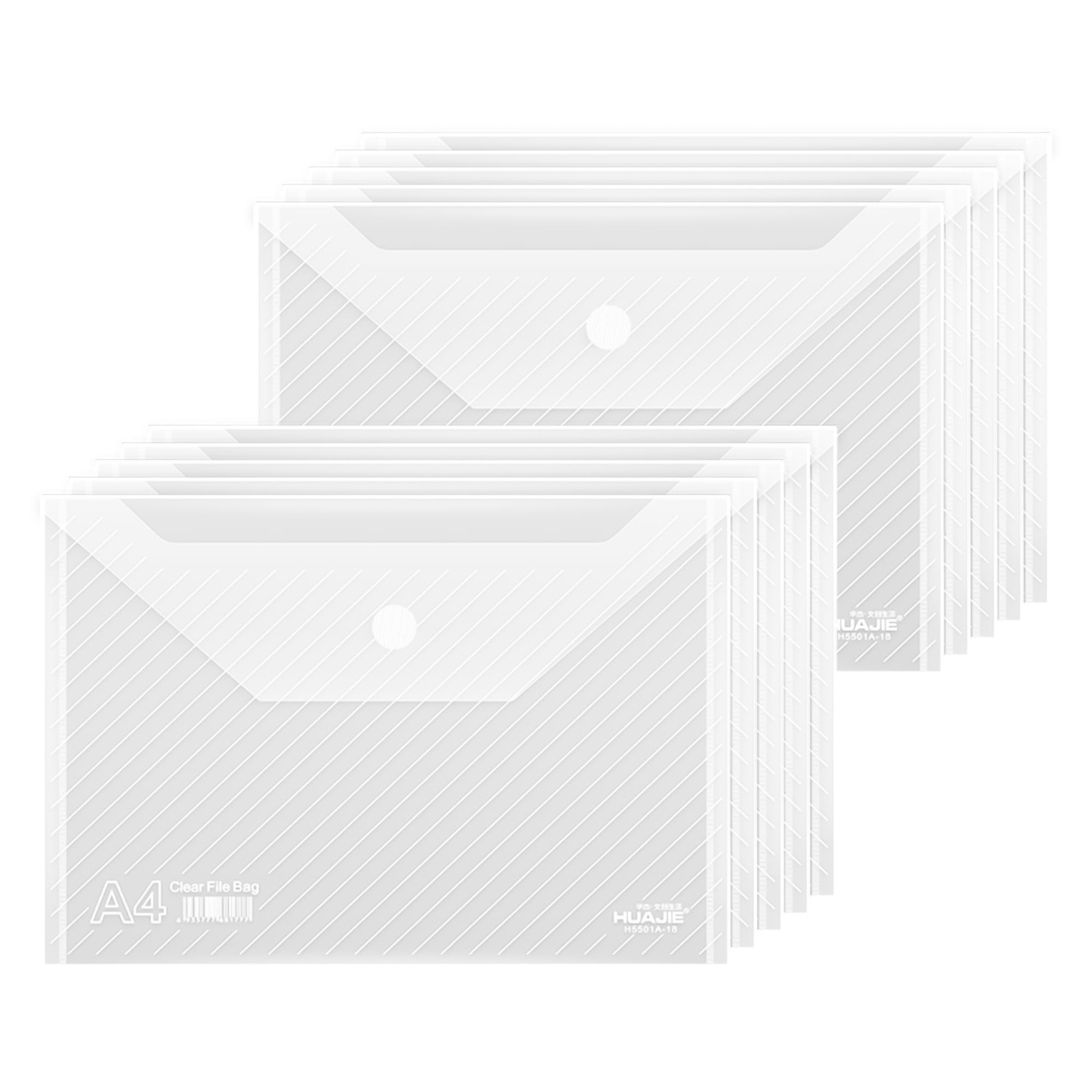 10 Pack, Plastic Envelopes – Transparent Waterproof Reusable File Folders for A4