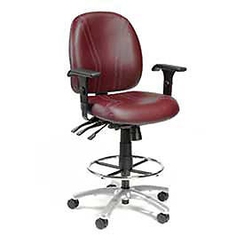 24/7 Anti-bacterial 8 Way Adjustable Vinyl Stool - Burgundy