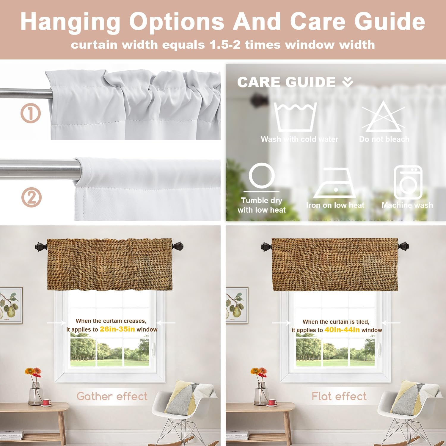 Wood Bamboo Rustic Kitchen Valances Half Window Curtain Weave Wood Pattern Textu