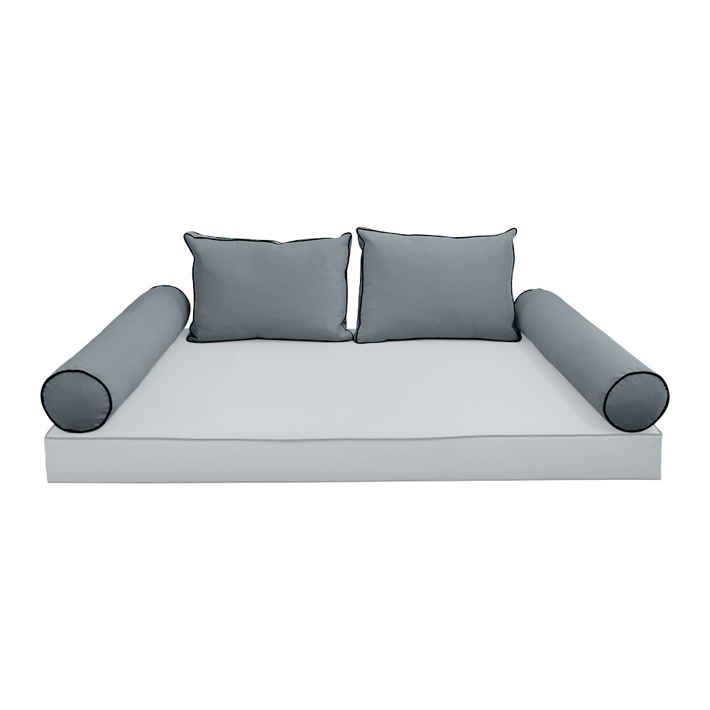 STYLE V1 Full Velvet ContrastPipe Indoor Daybed Bolster Pillow |COVER ONLY|AD347