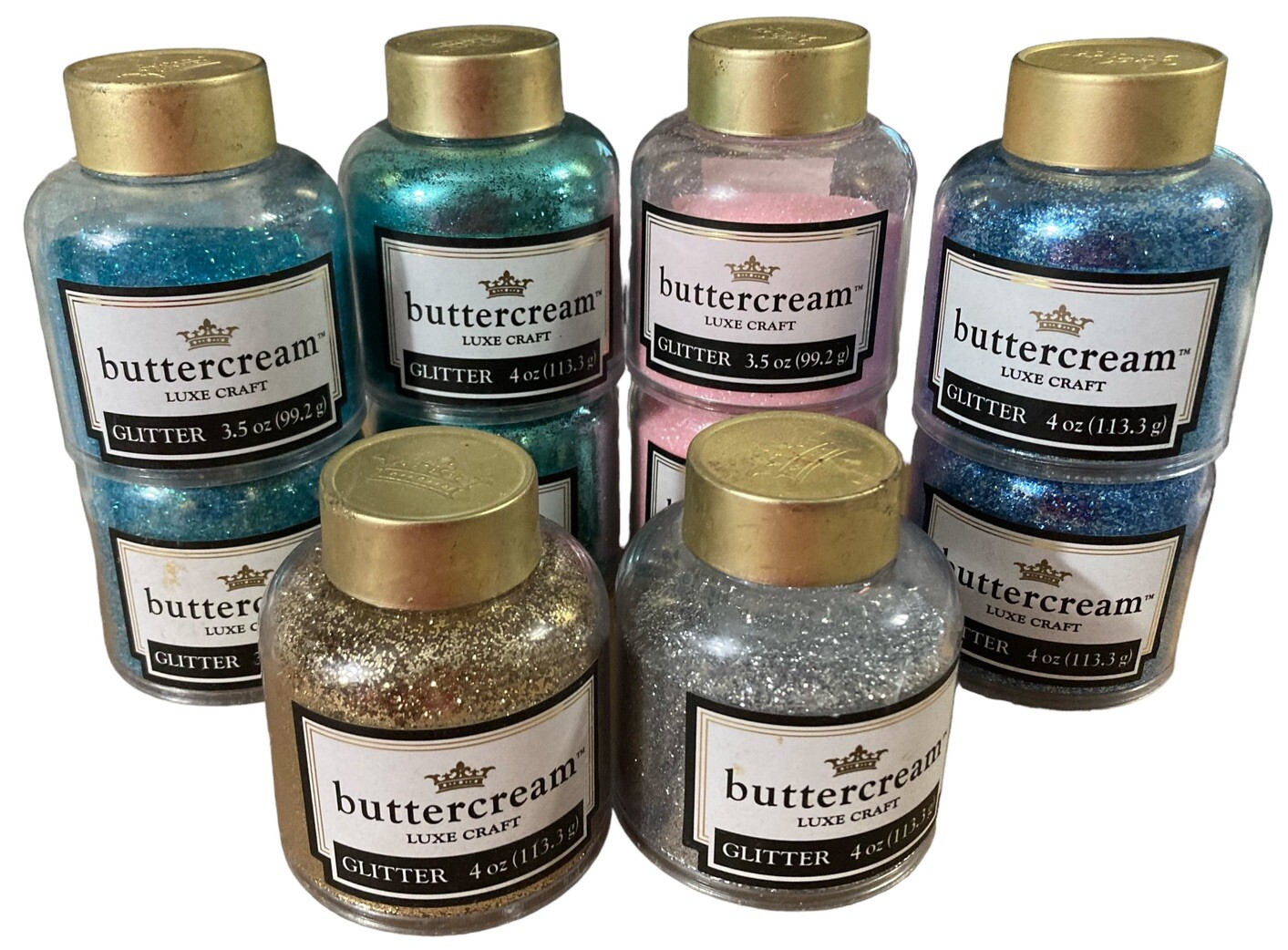 Lot 10 Buttercream Luxe Craft Fine Glitter Blue Lagoon Chantilly Lace Pink Gold