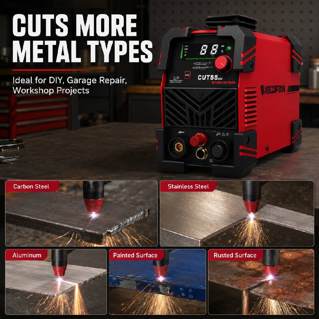 ARCCAPTAIN 55A Plasma Cutter, Non-Touch Pilot Arc High-Frequency Plasma Cutting