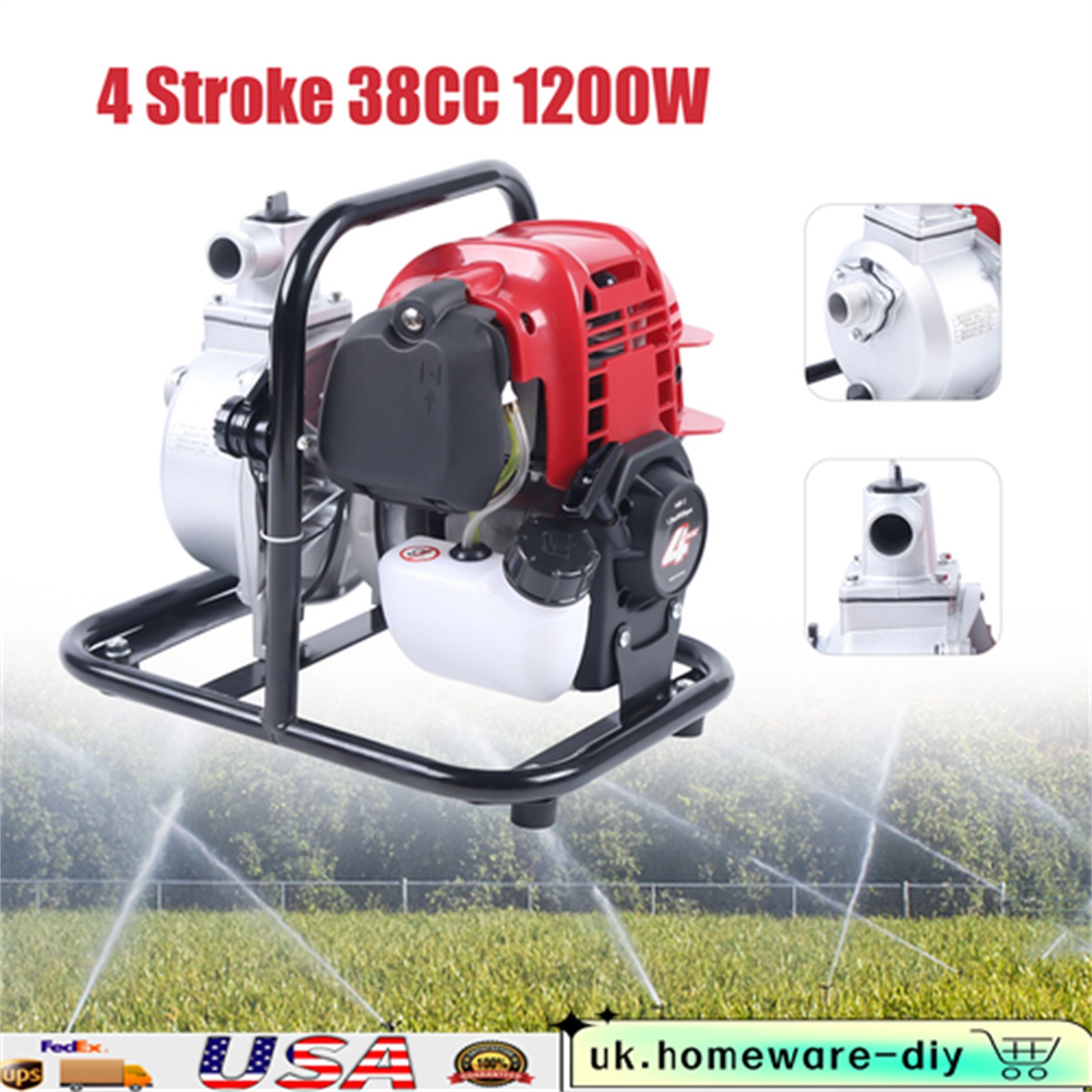1" inch 38CC  4 Stroke Gas Powered Water Transfer Pump Irrigation Pump