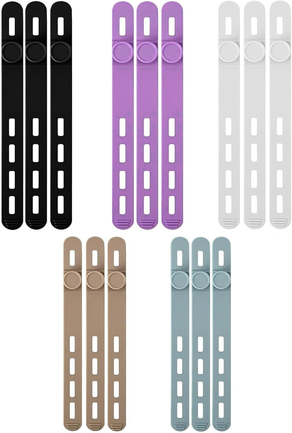 15 Pcs Silicone Cable Ties, Reusable Cord Organizers for Charger Cables, Hair Dr