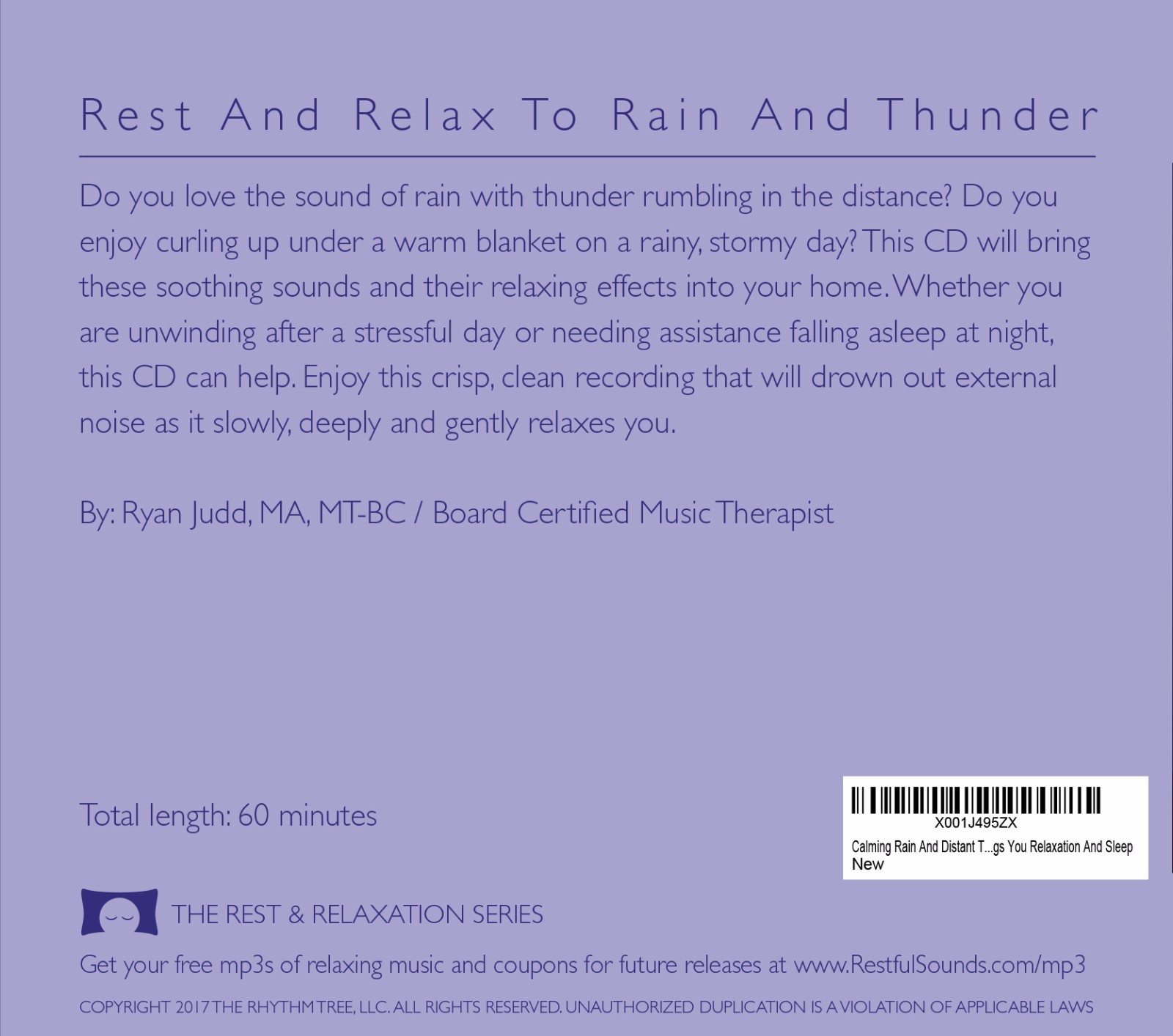 Calming Rain & Distant Thunder - Nature Sounds CD - Relaxation & Sleep - NEW