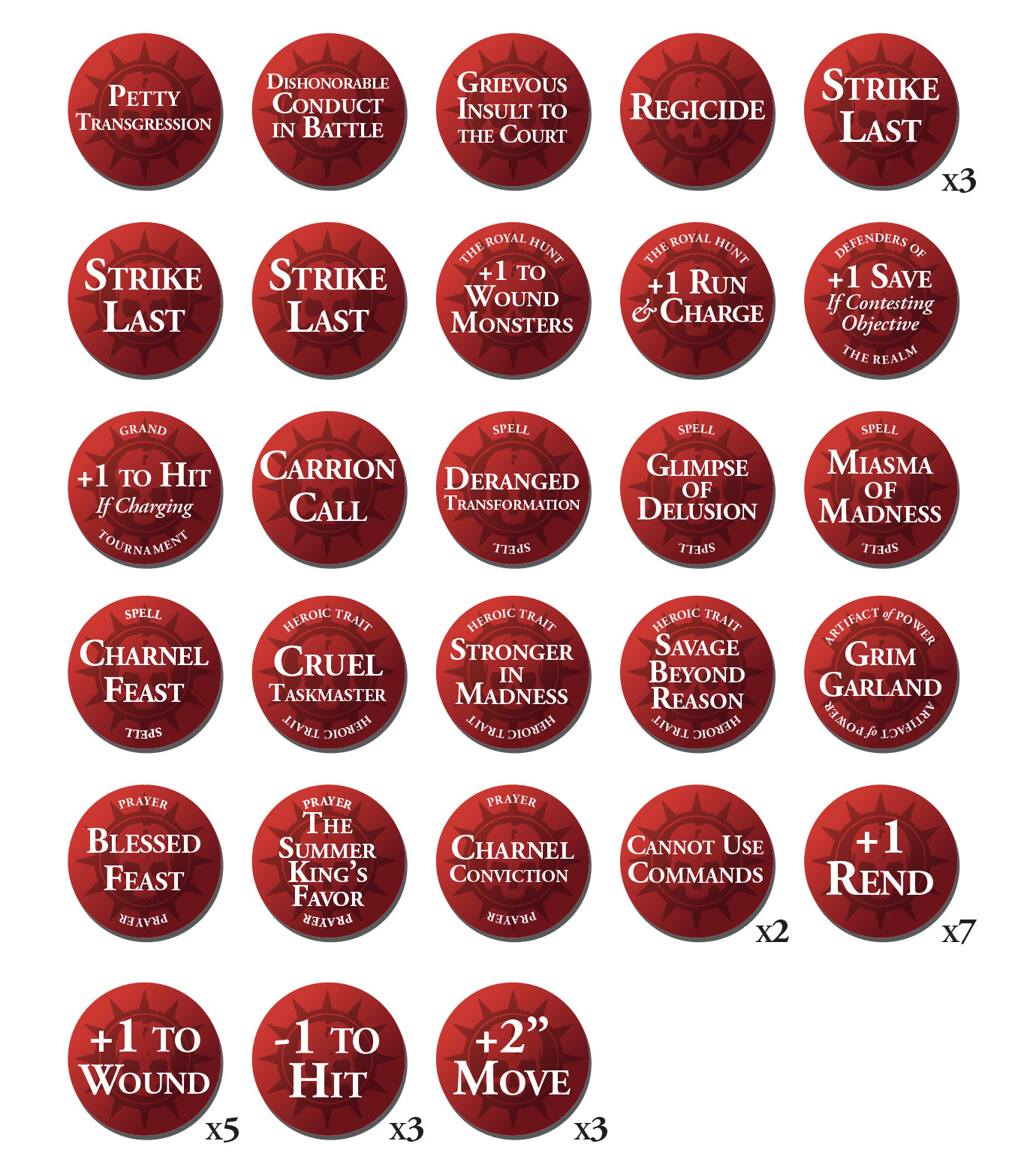 4th Edition Flesh-Eater Courts Buffs & Artefact Tokens Warhammer Age of Sigmar