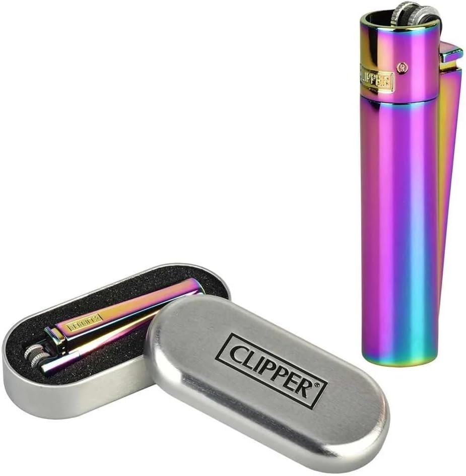 Clipper Metal Lighter - Refillable, Includes Case. ICY Style Butane Lighters