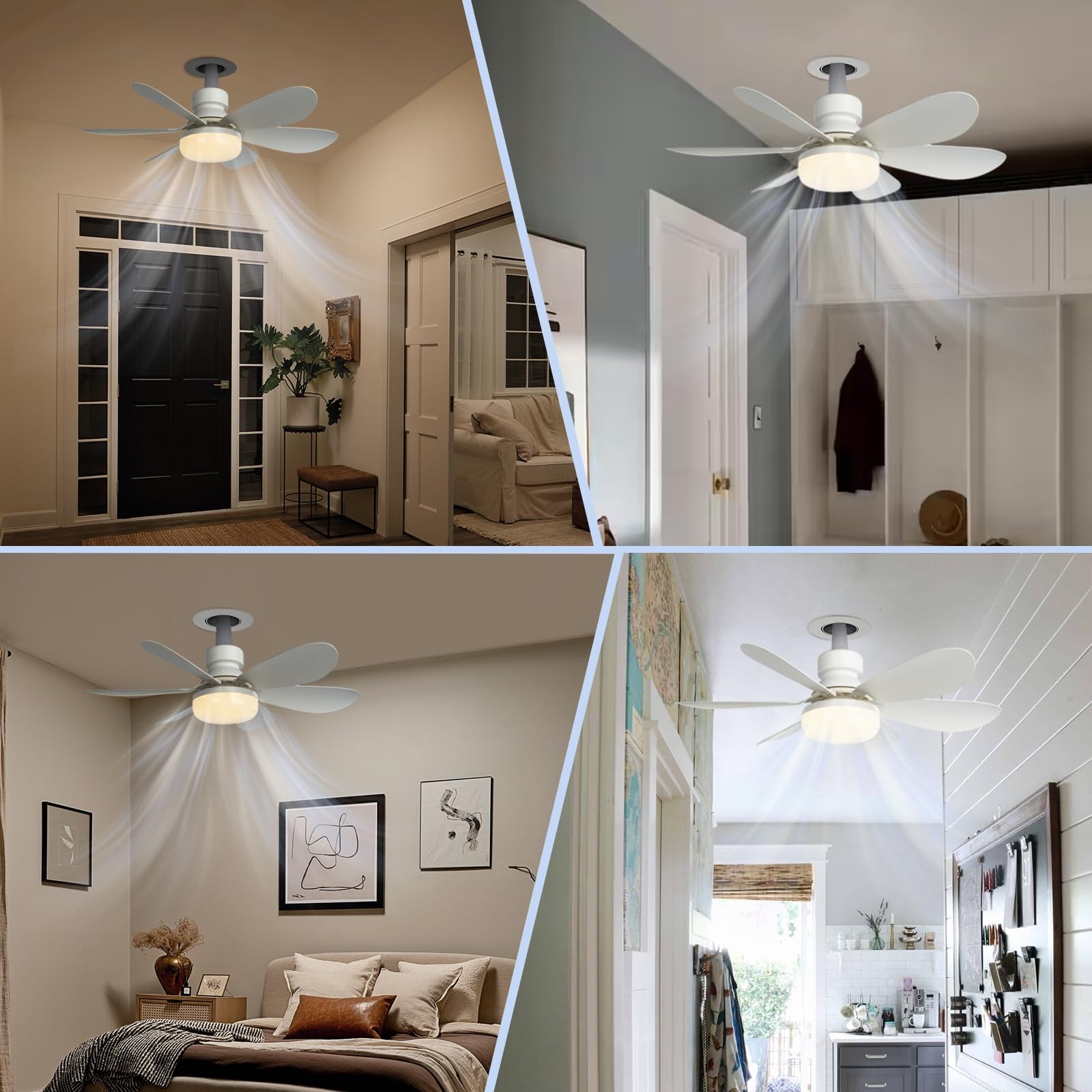 20.5 Inch Light Bulb Fan with Remote Dimmable Socket Ceiling Fan Light Combo LED